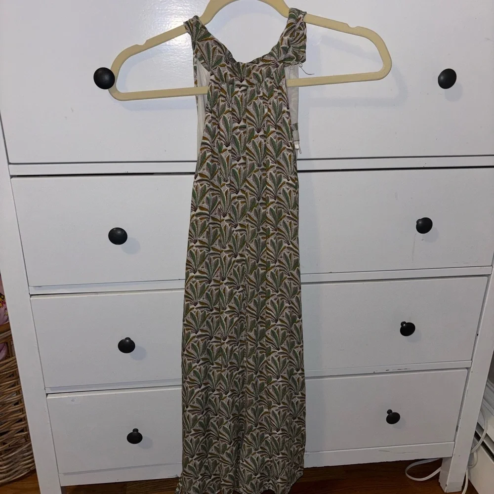 Green Patterned Halter Romper Anthropologie Women’s Size M Medium - Picture 5 of 9